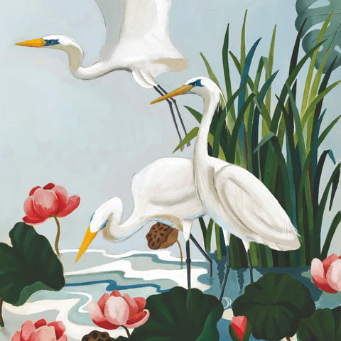 Egrets & Water Lillies Beverage Napkin