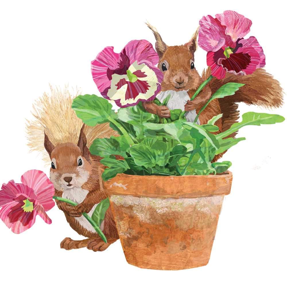 Flower Pot Squirrels Napkins