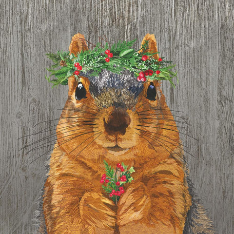 Winter Berry Squirrel beverage napkin