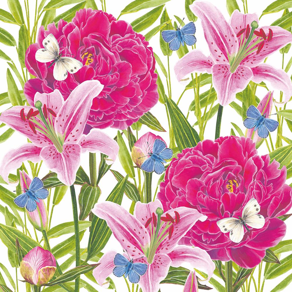 Peonies & Lillies Lunch Napkins