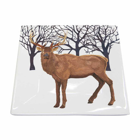 Winter Elk Square Plate