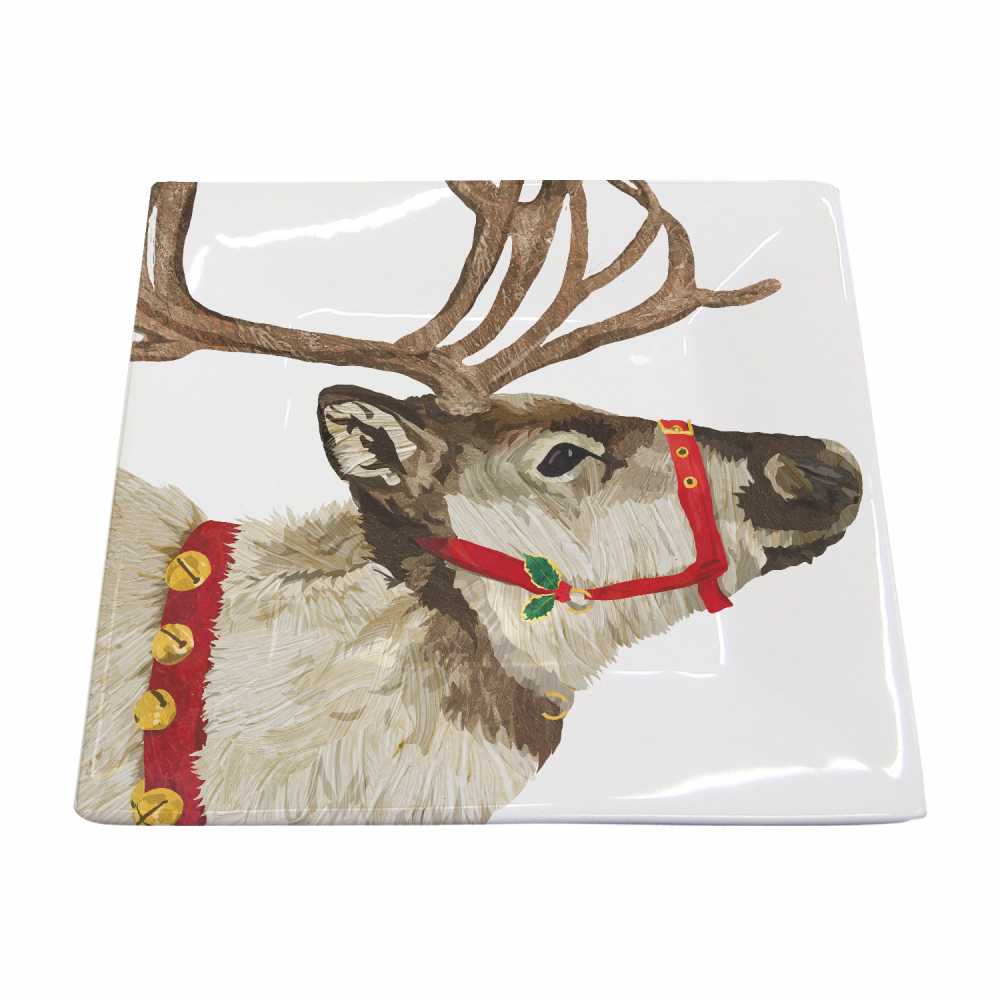Yuletide Reindeer (White) Square Plate