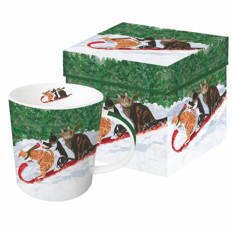 Tobogganing Cats Gift-Boxed Mug