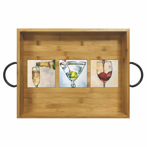 The Art of Alcohol Bamboo Wood Serving Tray