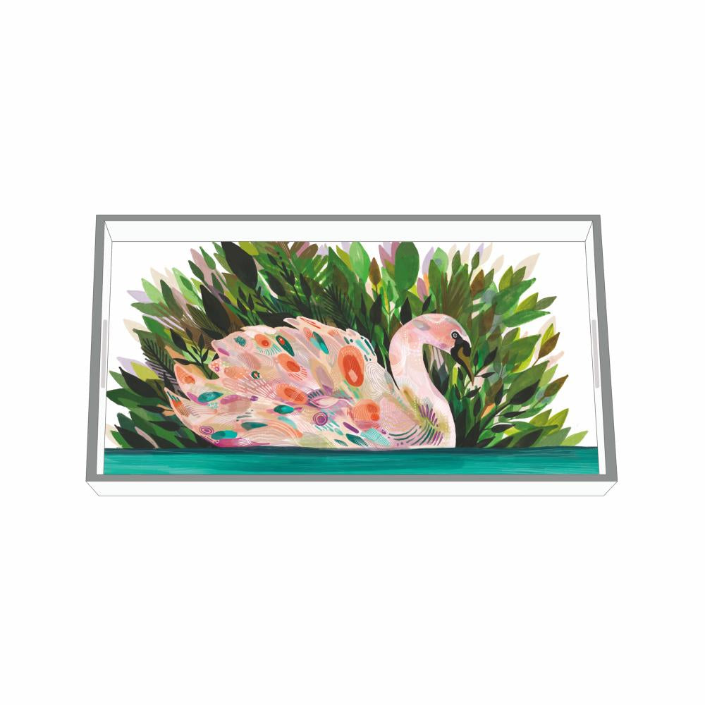 Swan Song Wood-Lacquered Tray
