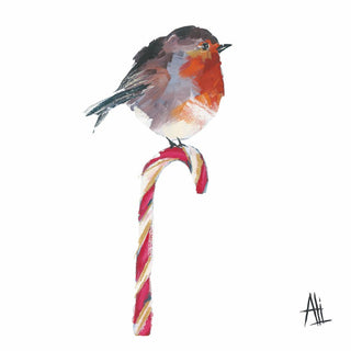 Candy Cane Robin Beverage Napkins