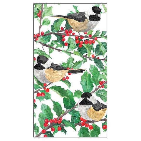 Yuletide Chickadees (White) Guest Towel
