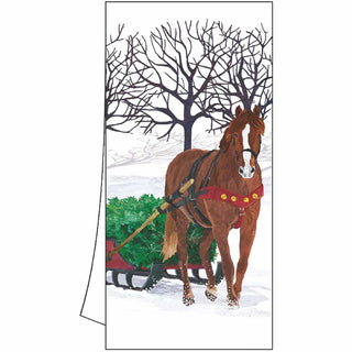 Winter Horse Sleigh Kitchen Towel