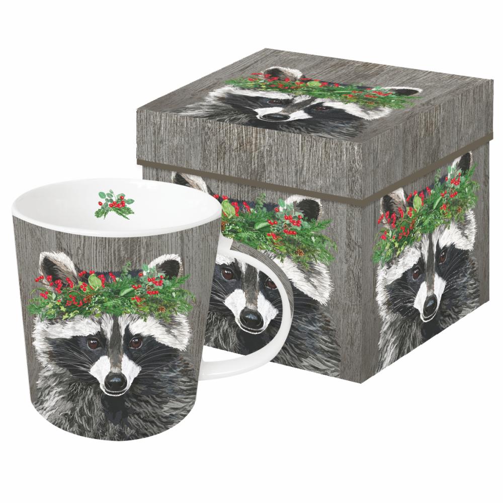 Winter Berry Raccoon Gift-boxed Mug
