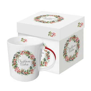 Merry Wreath, white Gift-Boxed Mug