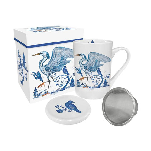Prince's Egret Gift-Boxed Tea Mug with Lid & Strainer