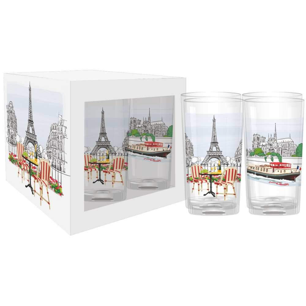La Vie Parisienne Drinking Glasses, Set of 4 – Paperproducts Design