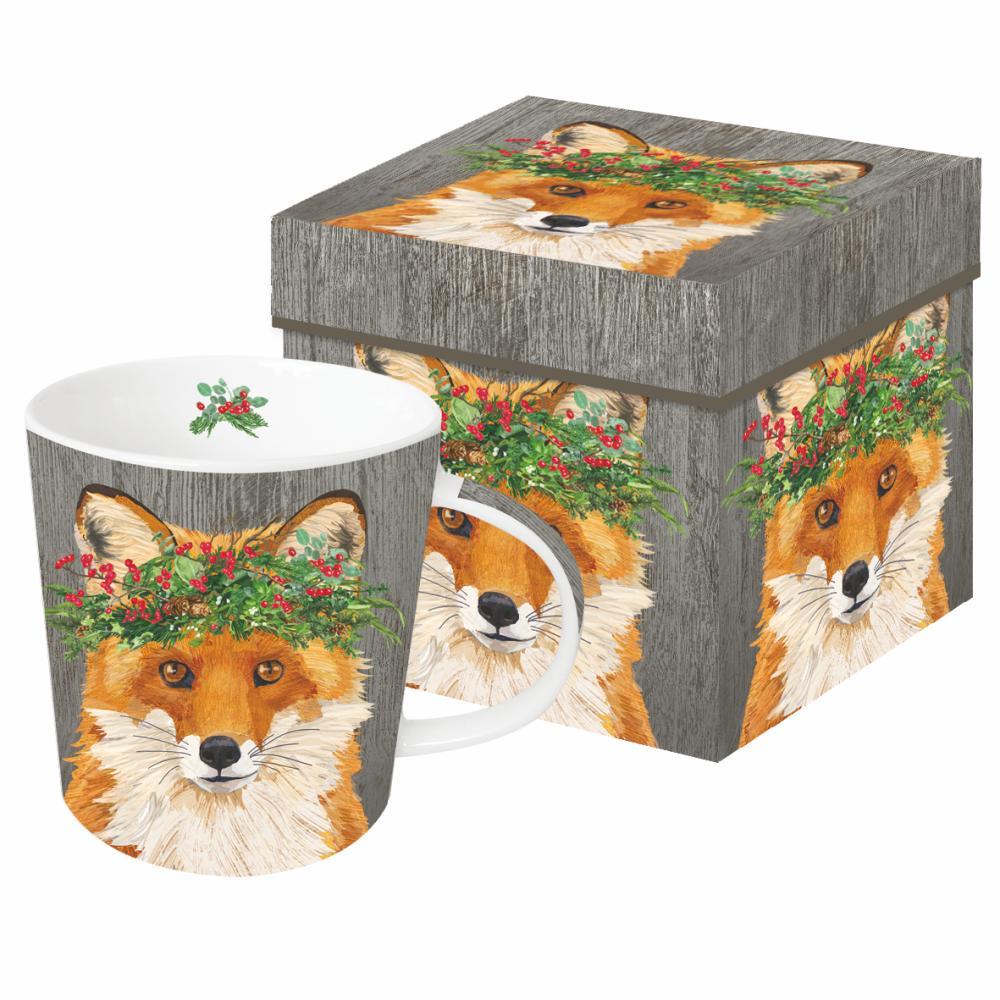 Winter Berry Fox gift-boxed mug