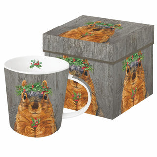 Winter Berry Squirrel gift-boxed mug