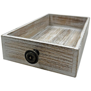 Distressed White Rustic Pine Wood Guest Towel Caddy